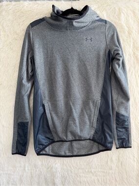 Under Armour Womens ColdGear Infrared Hooded Sweatshirt XS Grey Sporty Fleece